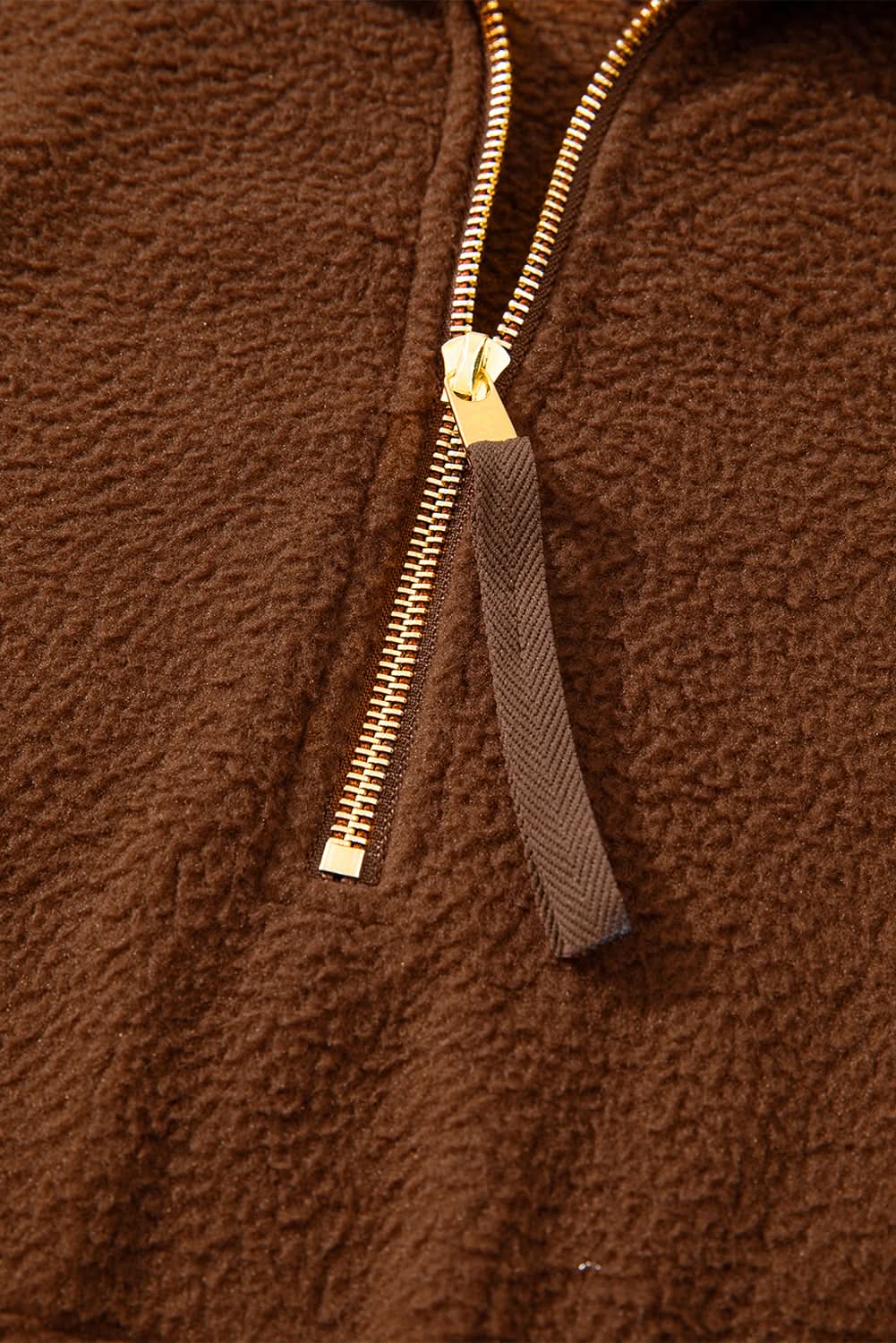 Brown Half Zip Fleece Pullover Sweatshirt - Love Salve